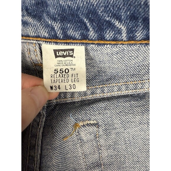 VTG Levis 550 Jeans Mens 34x30 Blue Relaxed Fit Tapered Leg Denim USA 90s READs - Picture 6 of 11